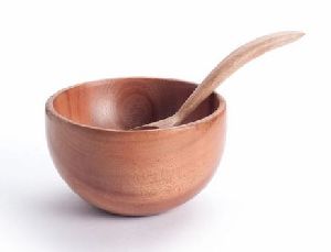 Neem Wood 5 Inch Soup Bowl & Soup Spoon